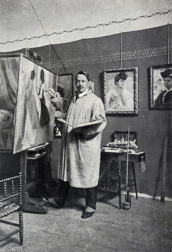 Il pittore Camillo Innocenti nel suo studio Il pittore Camillo Innocenti nel suo studio
